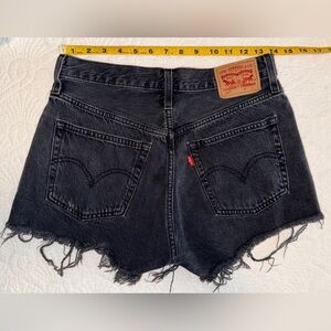 Levi 501 High-Waist Black Distressed Denim Shorts 27